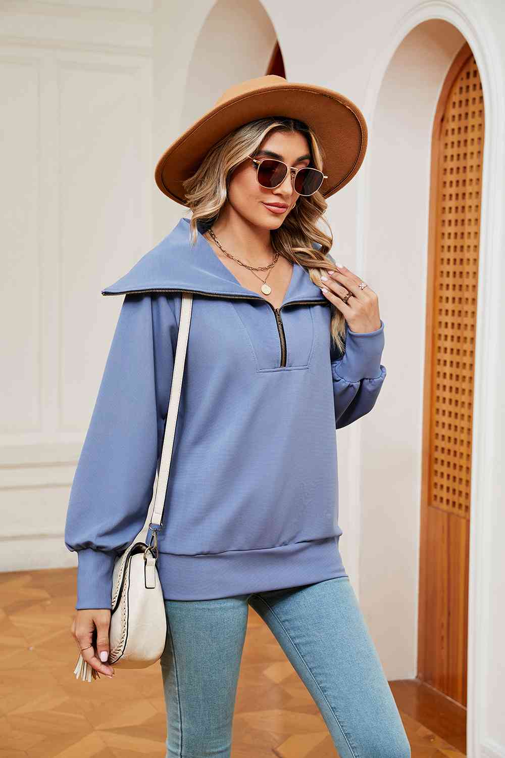 Collared - Half-Zip Collared Sweatshirt (7501332250712)