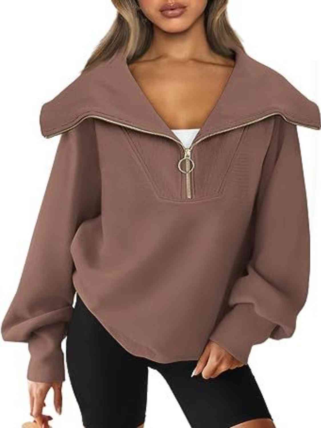 Oh My Lanta - Half-Zip Lantern Sleeves Top (7501315080280)