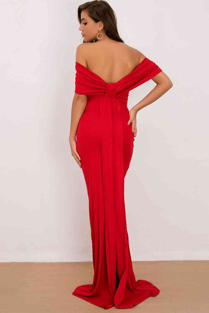 Off-Shoulder Floor Length Dress (7515511881816)