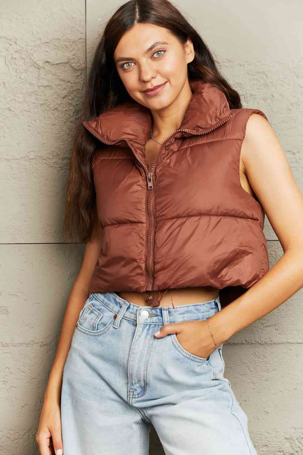Gotta Have Drawstrings - Zip-Up Drawstring Puffer Vest (7484291907672)
