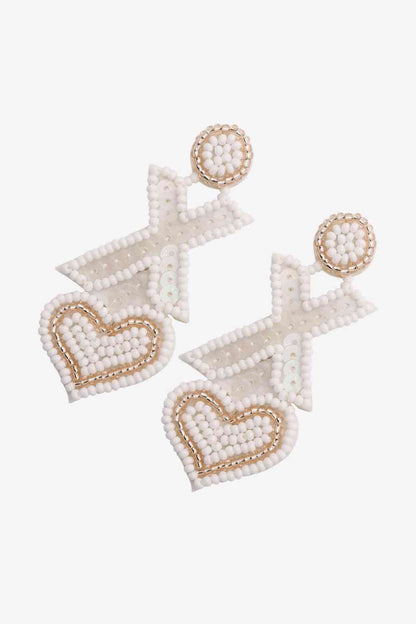 Random 2-Pair Heart & X-Shape Bead Dangle Earrings (7499324293208)