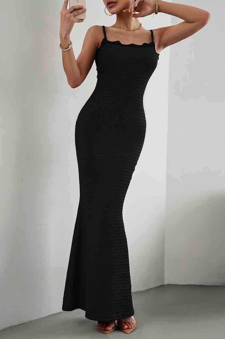 Spaghetti Strap Maxi - Fishtail Dress (7515554742360)