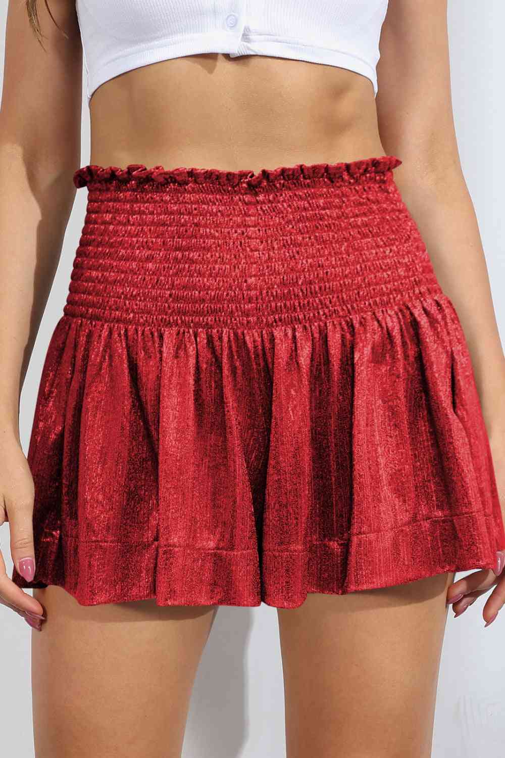 Glitter Smocked - High-Waist Shorts (7500855672920)