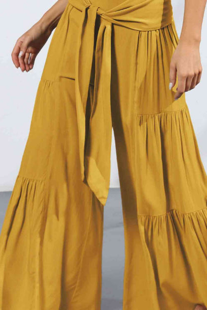 Tiered - Tie Front Smocked Tiered Culottes (7507814875224)