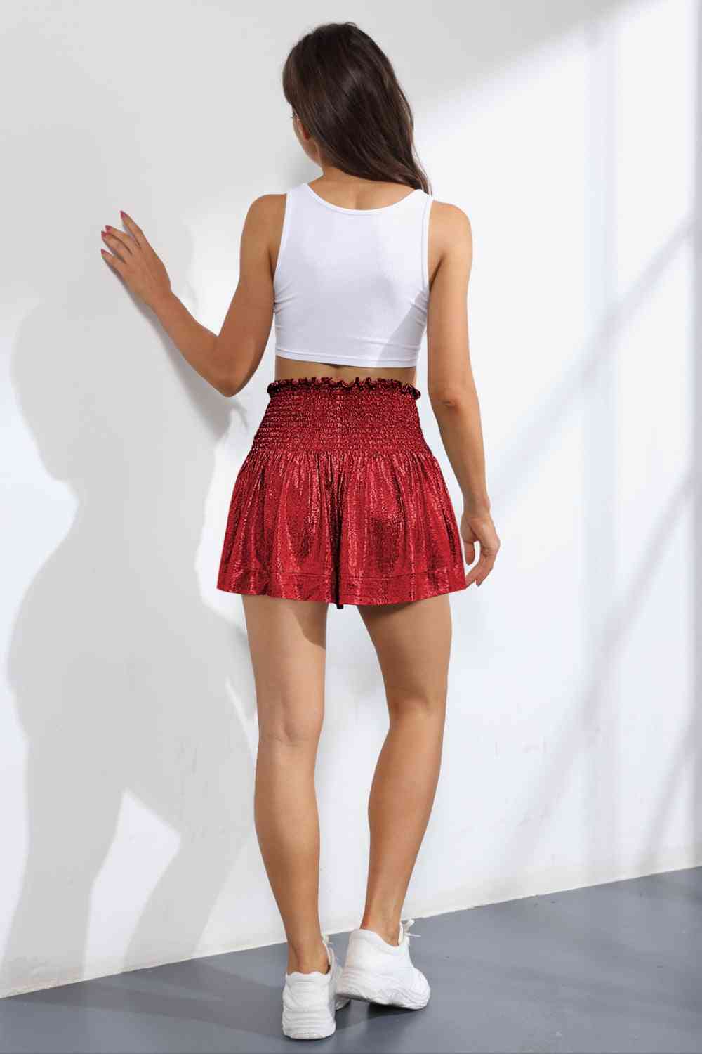 Glitter Smocked - High-Waist Shorts (7500855672920)