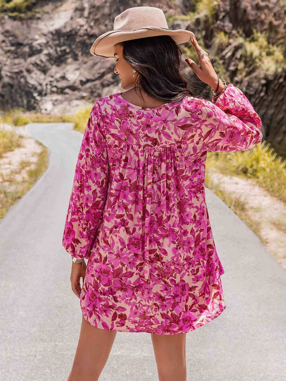 Leaves - Long Sleeves Mini Dress (7505548345432)