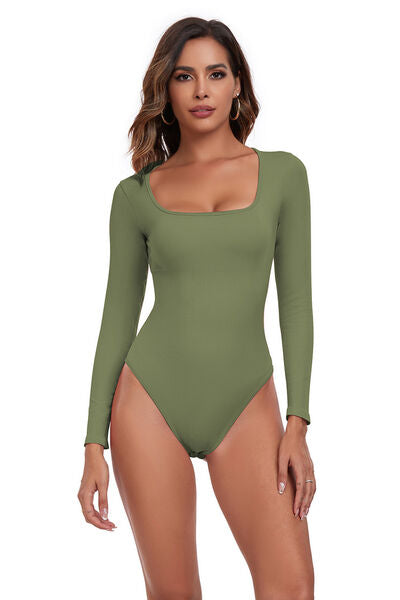 Active Bodysuit - Square Neck Long Sleeves (7501420462168)