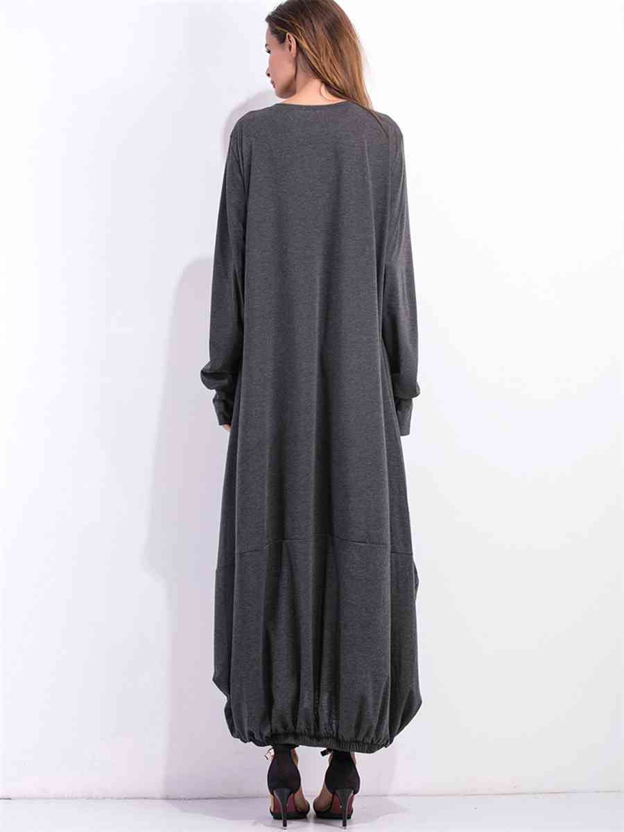 Sweaters & Dresses & Sweaterdresses - Full Size Round Neck Long Sleeve Sweatshirt Dress (7515564867672)