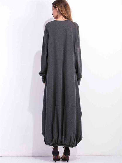 Sweaters & Dresses & Sweaterdresses - Full Size Round Neck Long Sleeve Sweatshirt Dress (7515564867672)
