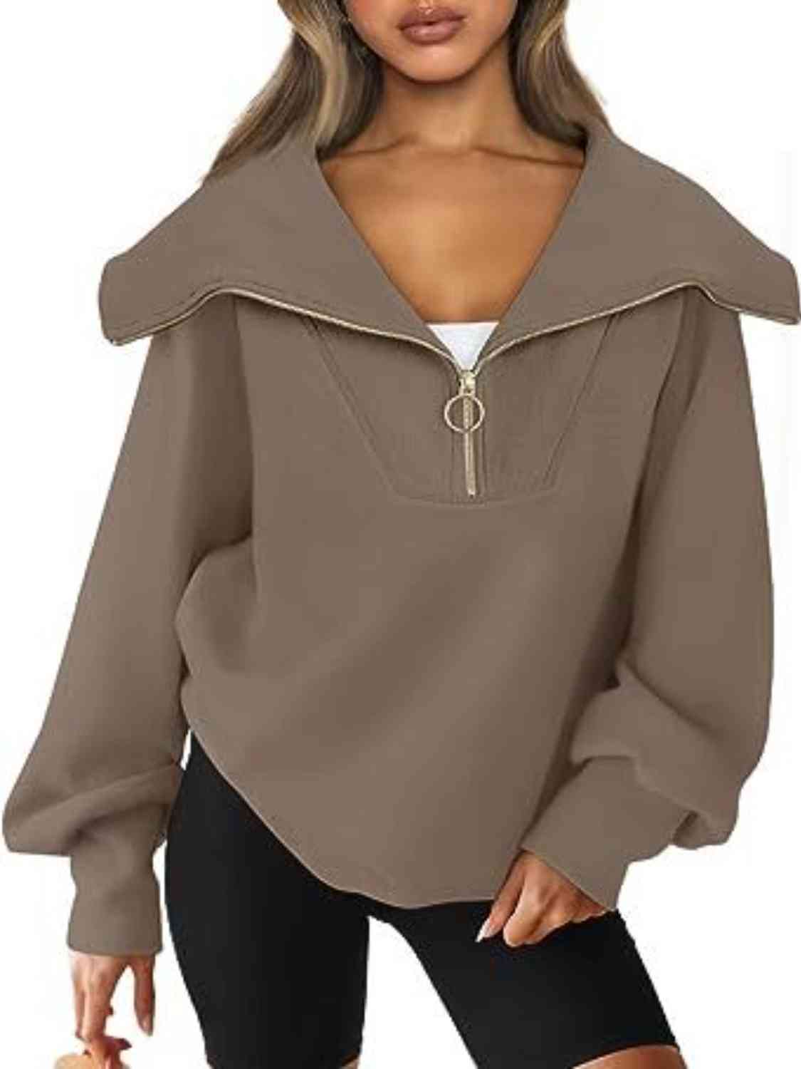 Oh My Lanta - Half-Zip Lantern Sleeves Top (7501315080280)
