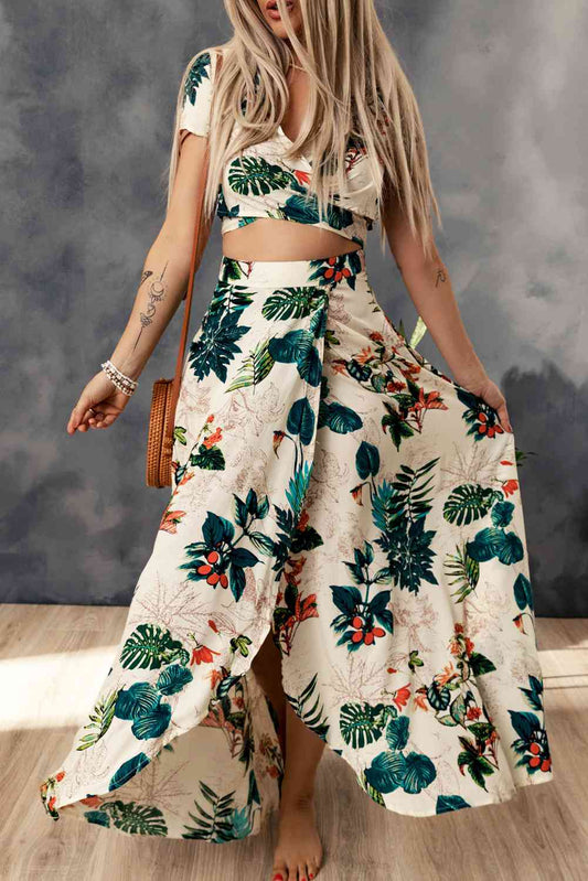 Tropical - Print Crop Top & Maxi Skirt Set (7501480656984)