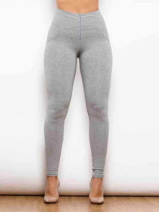 Apple/Mac Leggings Light Gray - Full Size Zip Detail High Waist Leggings (7500804063320)