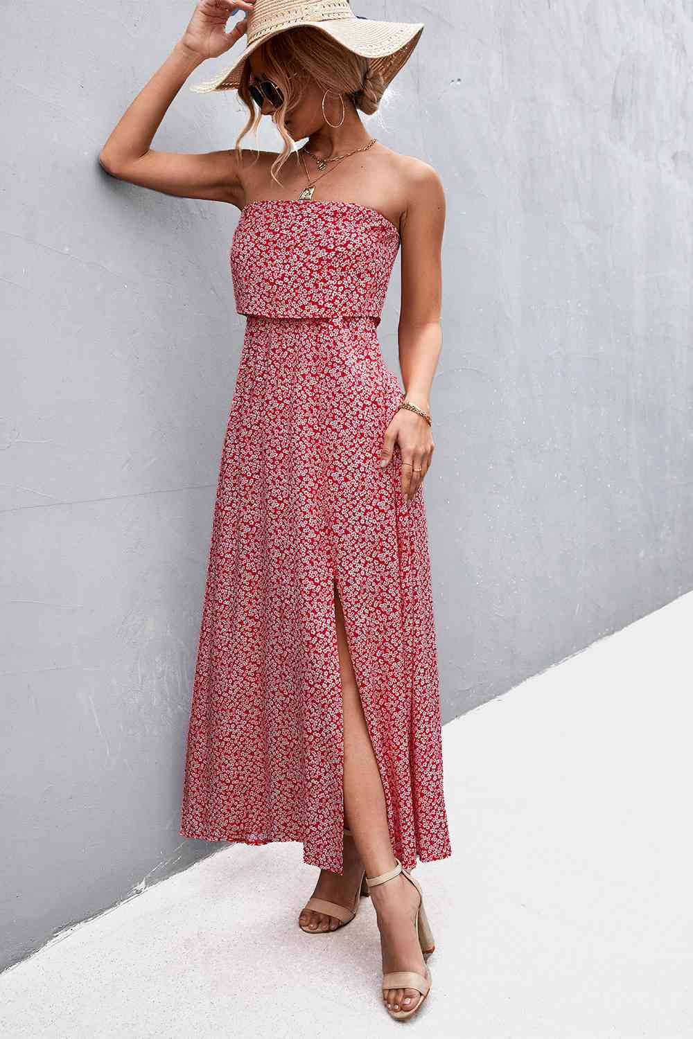 Strapless Split Maxi Dress (7515563982936)