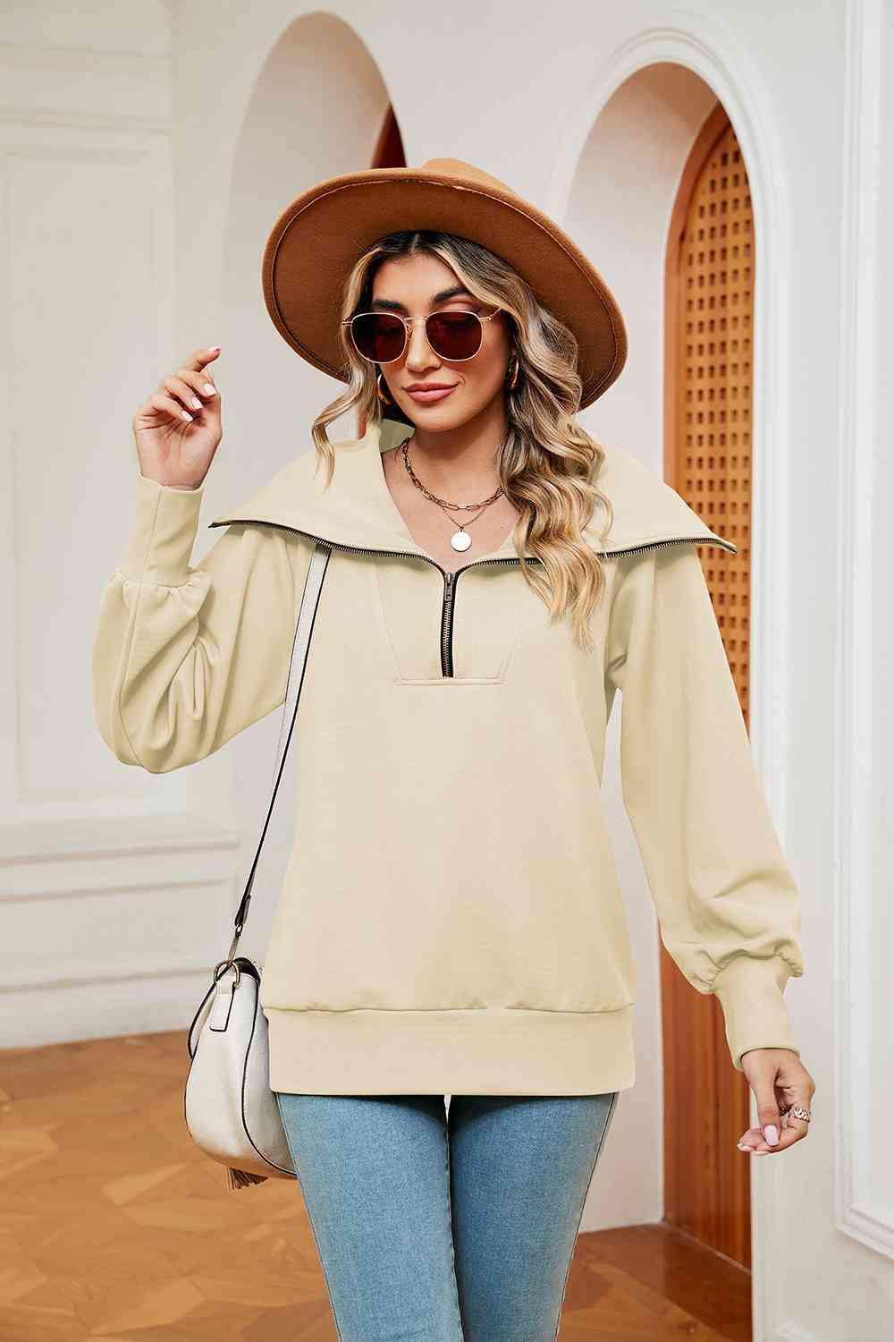 Collared - Half-Zip Collared Sweatshirt (7501332250712)