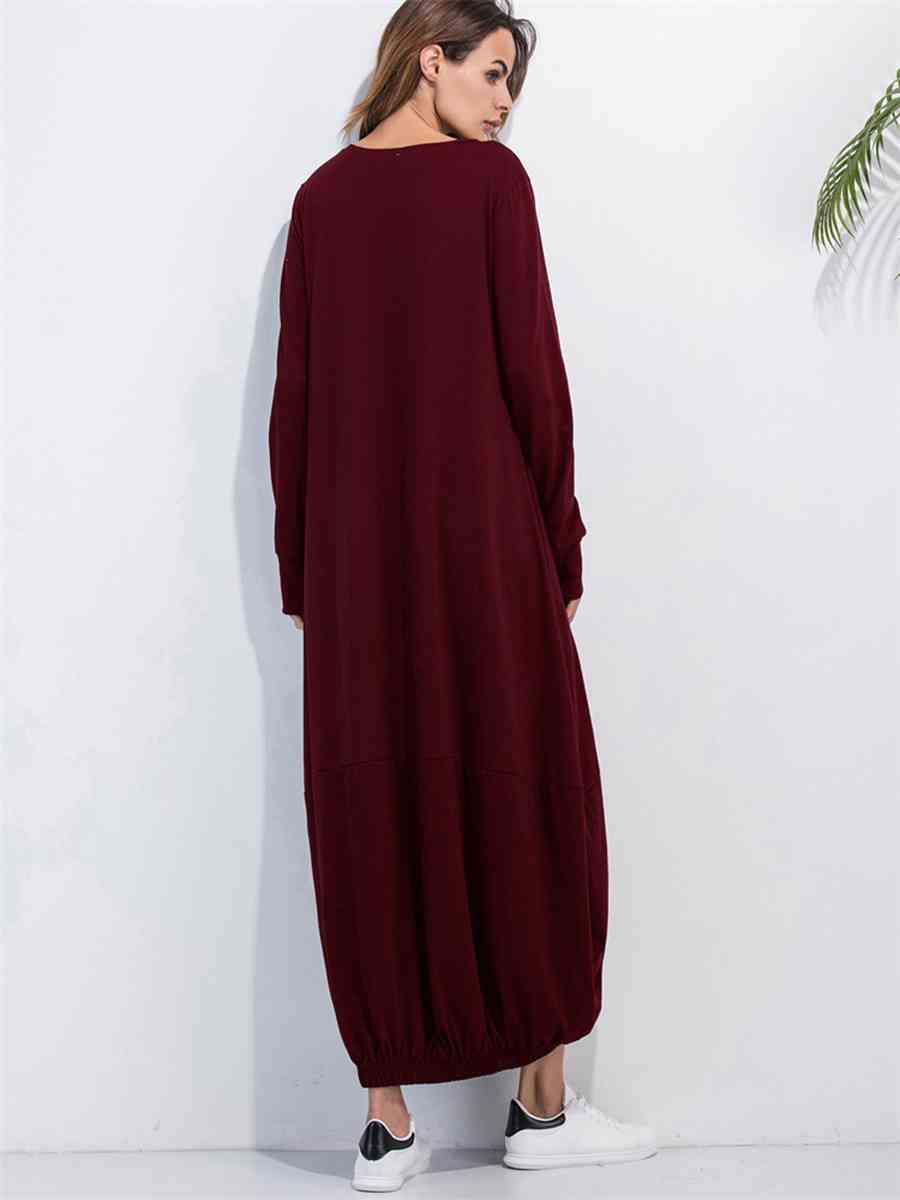 Sweaters & Dresses & Sweaterdresses - Full Size Round Neck Long Sleeve Sweatshirt Dress (7515564867672)