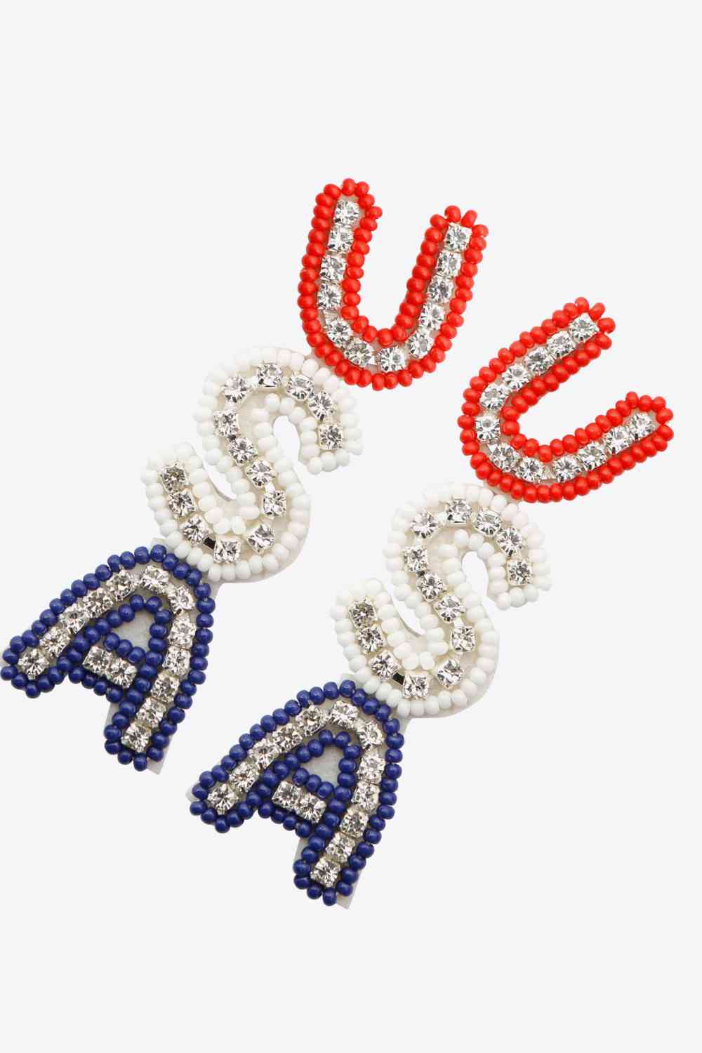 U.S.A - Beaded Zircon Earrings (7499317248088)