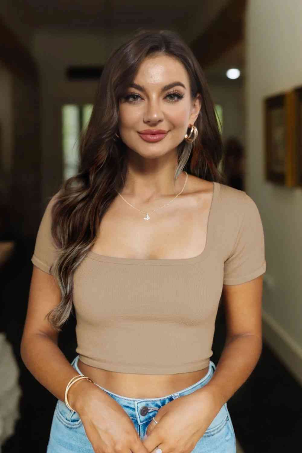 Square Neck Ribbed - Crop-Top (7501331234904)