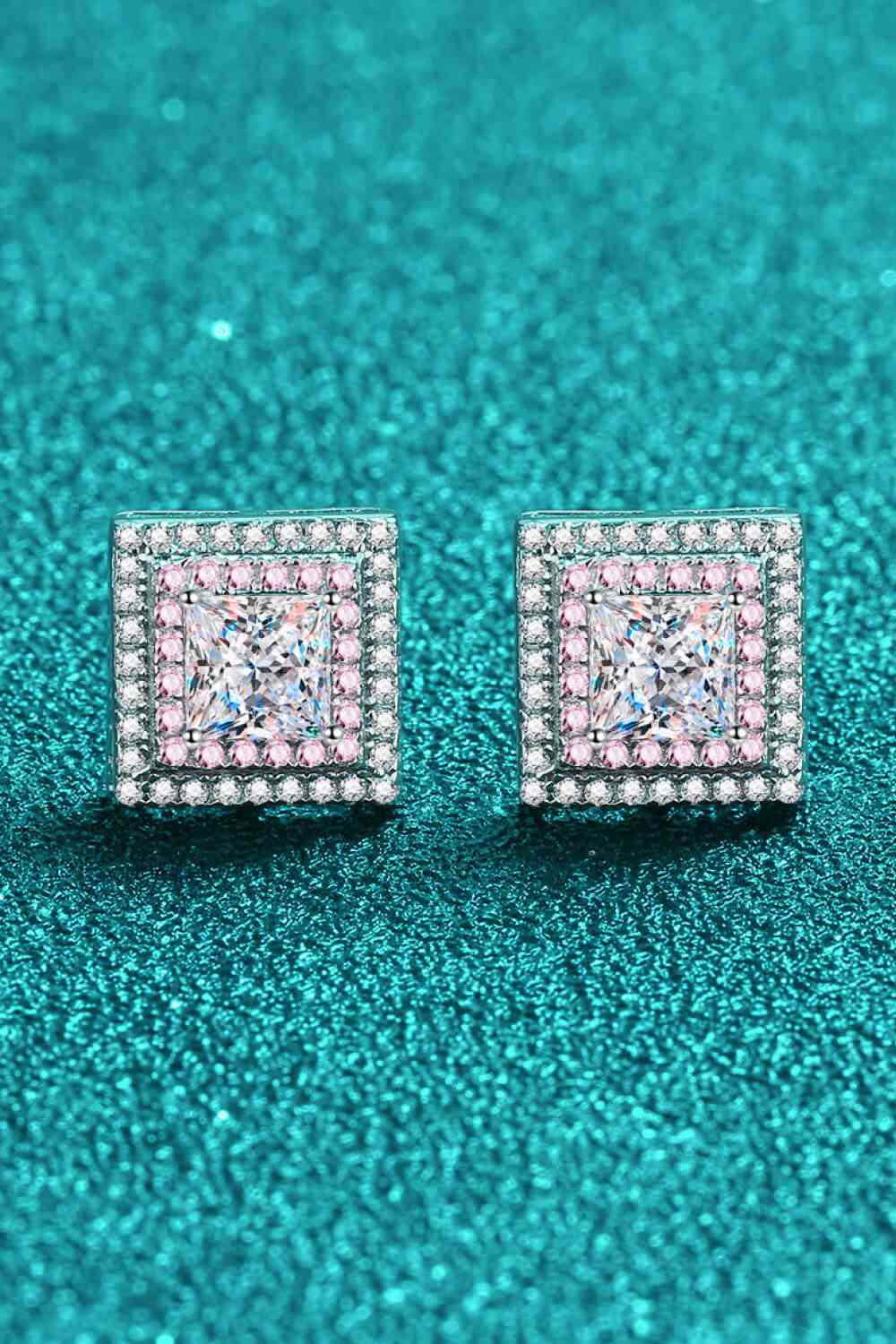 Moissanite Square Stud Earrings (7499324522584)