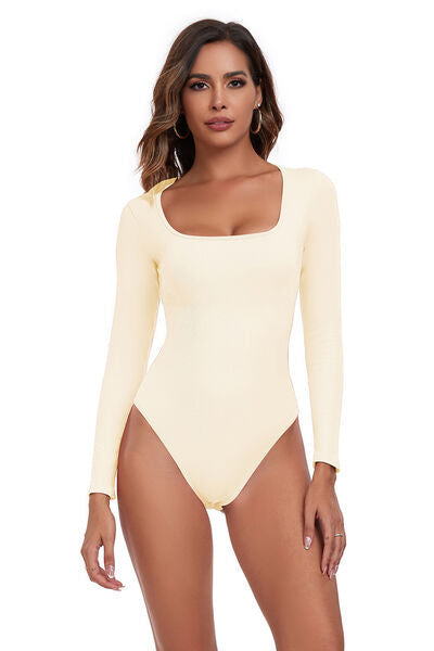 Active Bodysuit - Square Neck Long Sleeves (7501420462168)