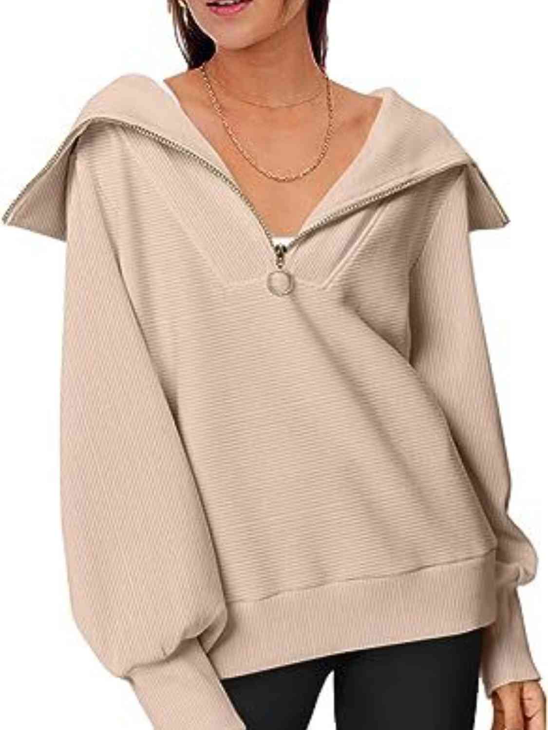 Oh My Lanta - Half-Zip Lantern Sleeves Top (7501315080280)