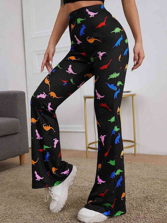 Printed High-Waist Bootcut Pants (7500881363032)
