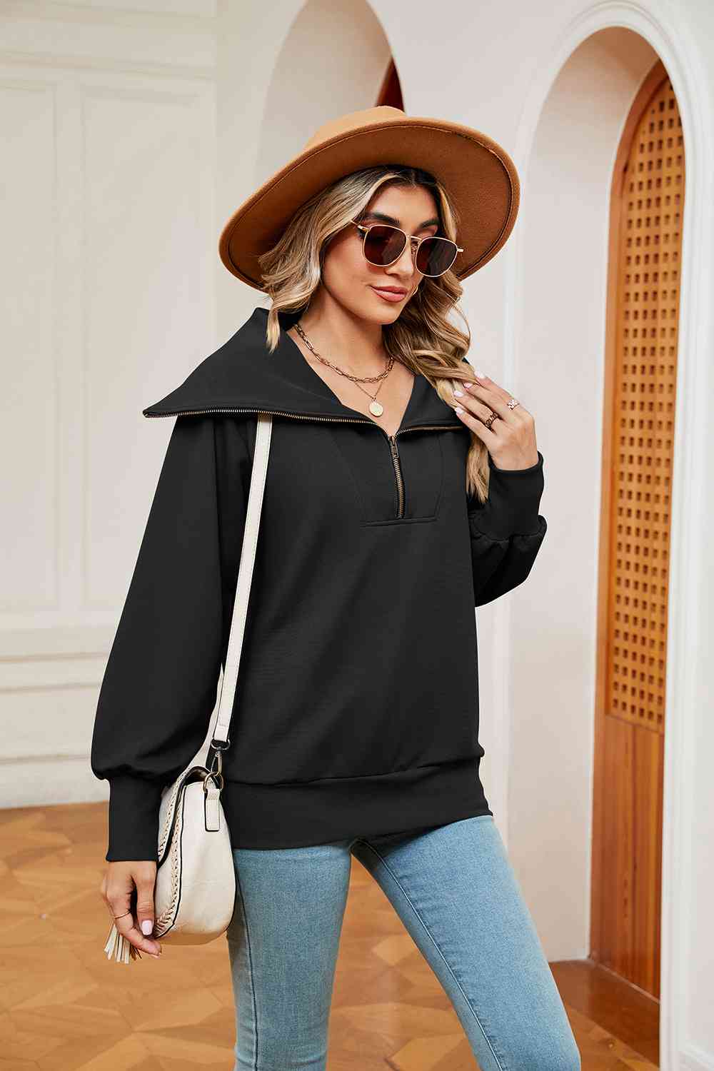Collared - Half-Zip Collared Sweatshirt (7501332250712)