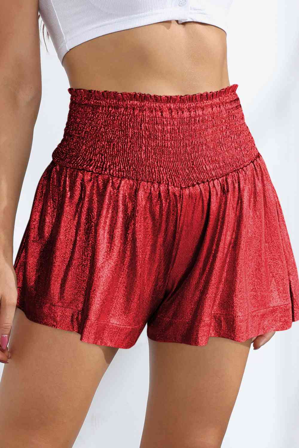 Glitter Smocked - High-Waist Shorts (7500855672920)