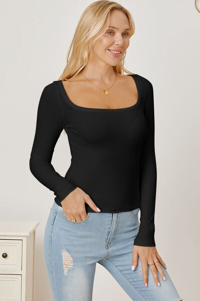 Square Neck Long Sleeves T-Shirt