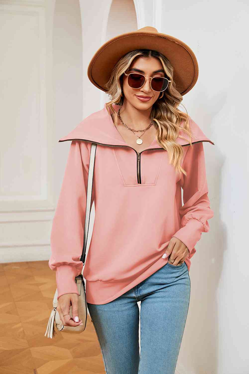 Collared - Half-Zip Collared Sweatshirt (7501332250712)