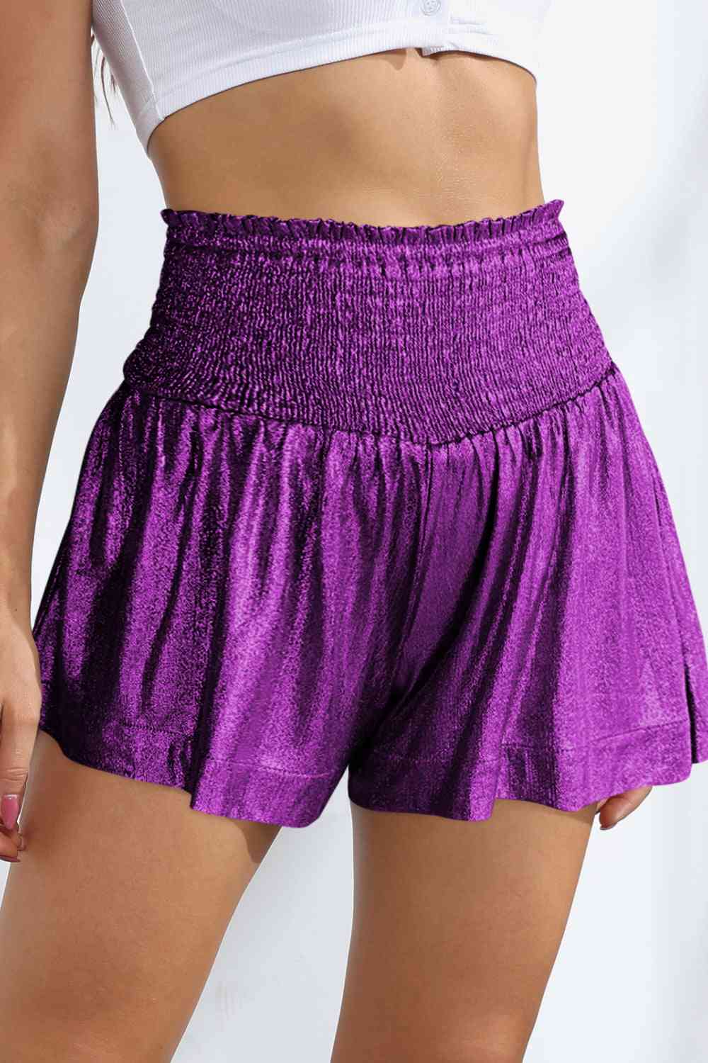 Glitter Smocked - High-Waist Shorts (7500855672920)
