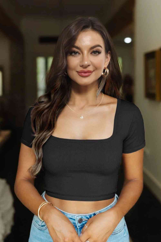 Square Neck Ribbed - Crop-Top (7501331234904)