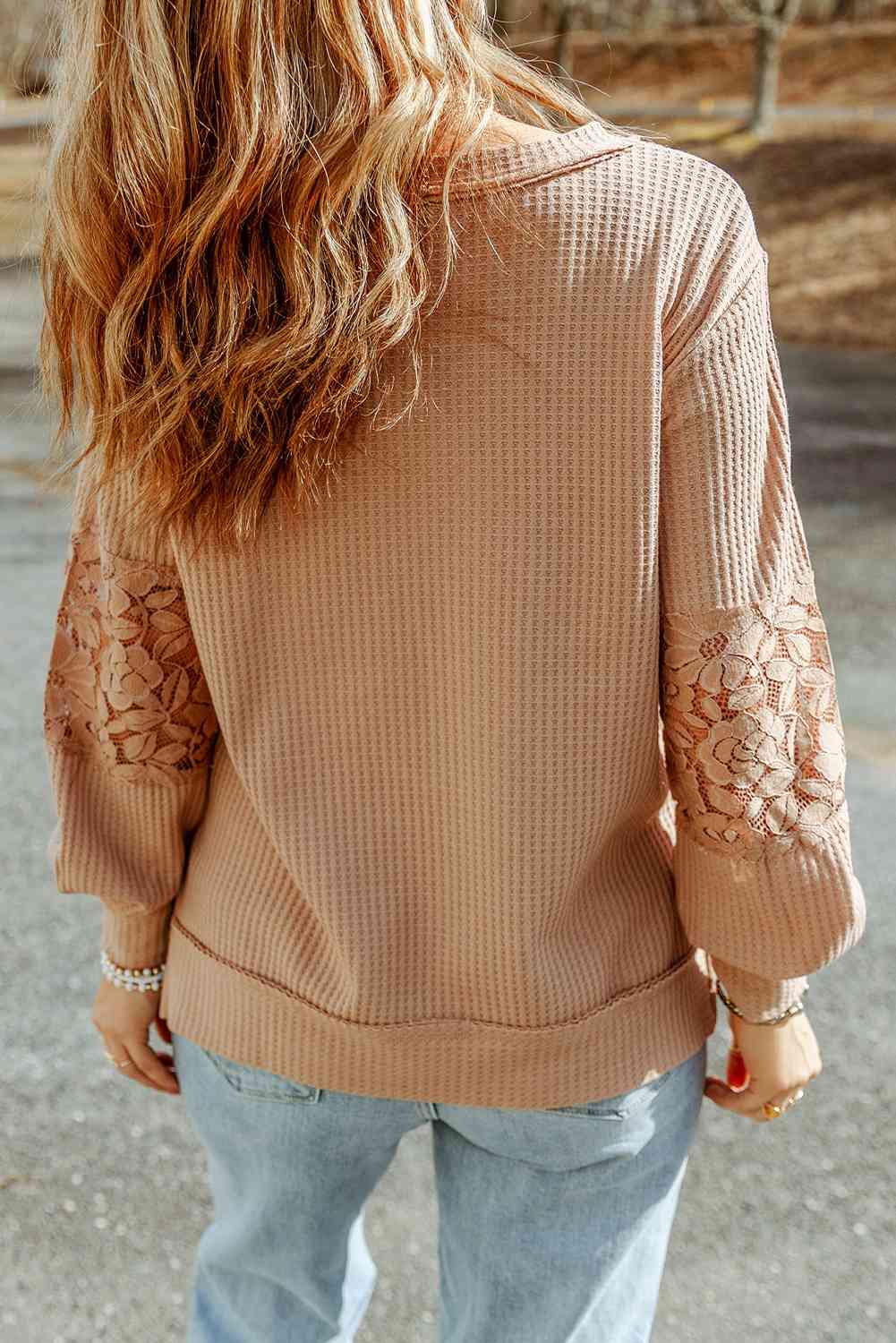 Waffle - Criss-Cross Waffle-Knit Top (7501316784216)
