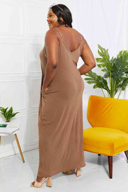 Mocha Cami - Zenana Full Size Beach Vibes Cami Maxi Dress In Mocha (7515563393112)