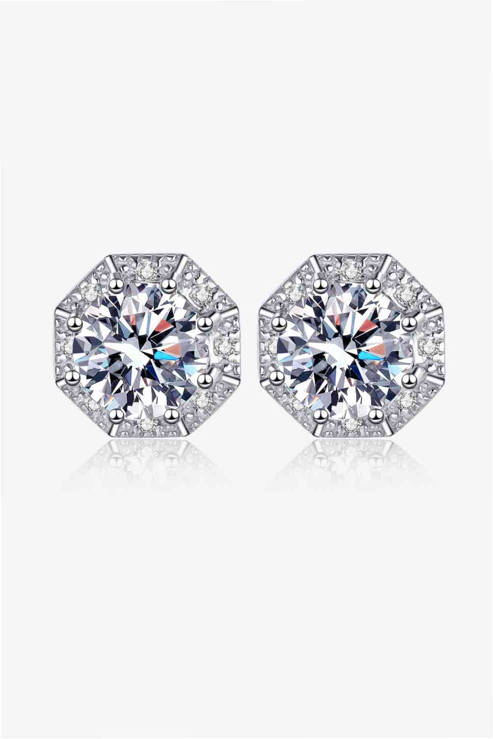 Silver Stud Earrings - 2 Carat Moissanite 925 Sterling (7499309449304)
