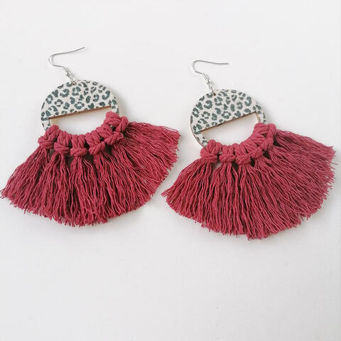 Leopard Tassel-Detail - Drop Earrings (7499298046040)