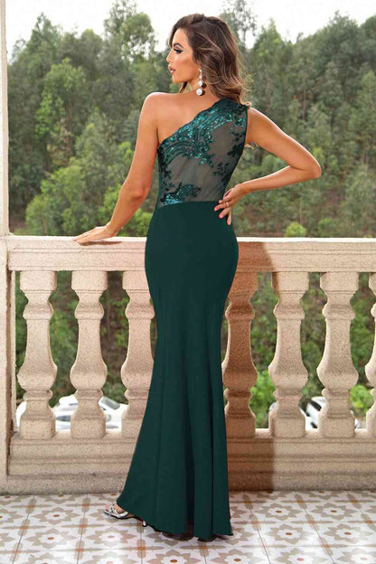 One-Shoulder Sleeveless Maxi Dress (7515510112344)