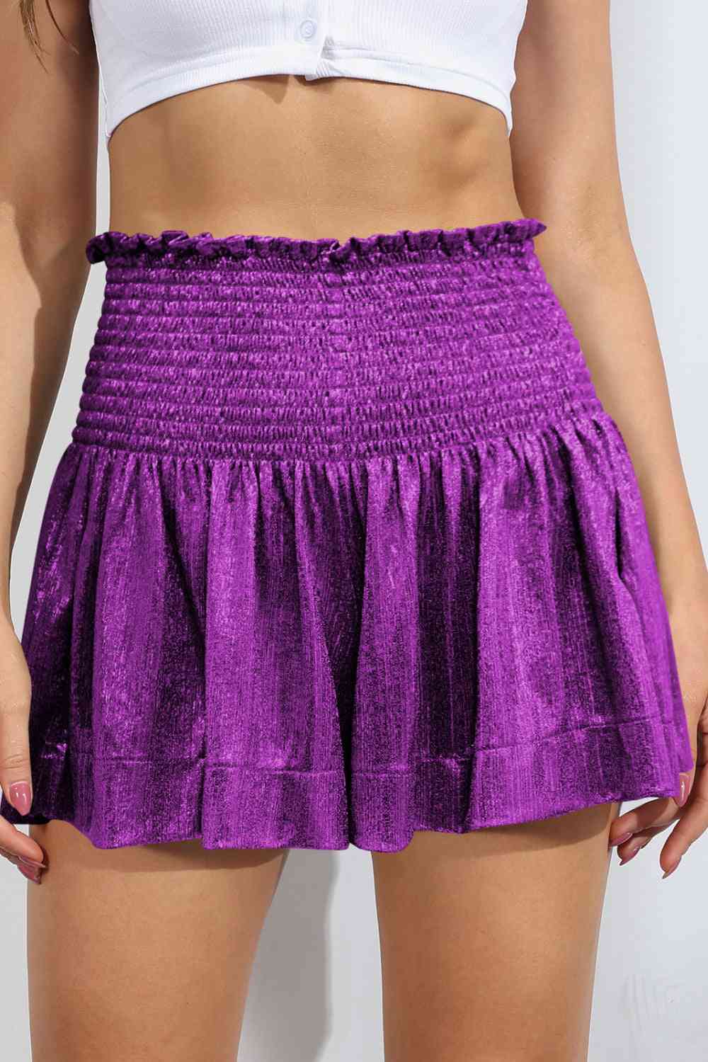Glitter Smocked - High-Waist Shorts (7500855672920)