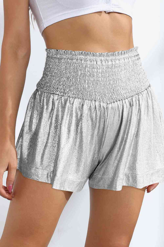 Glitter Smocked - High-Waist Shorts (7500855672920)