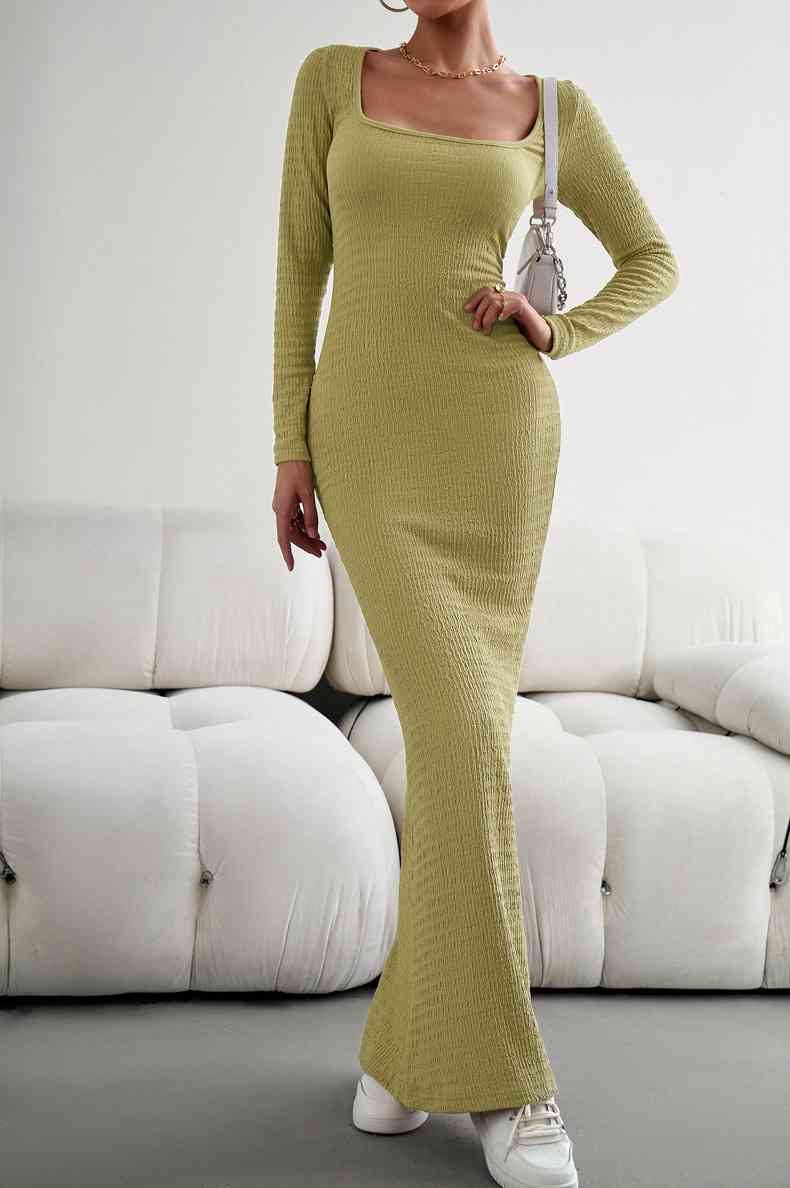Maxi Bodycon Dress - Long Sleeves (7515555168344)