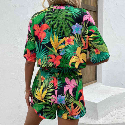 Just Justing 2 - Floral Print Round Neck Dropped Shoulder Half Sleeve Top and Shorts Set (7501447528536)