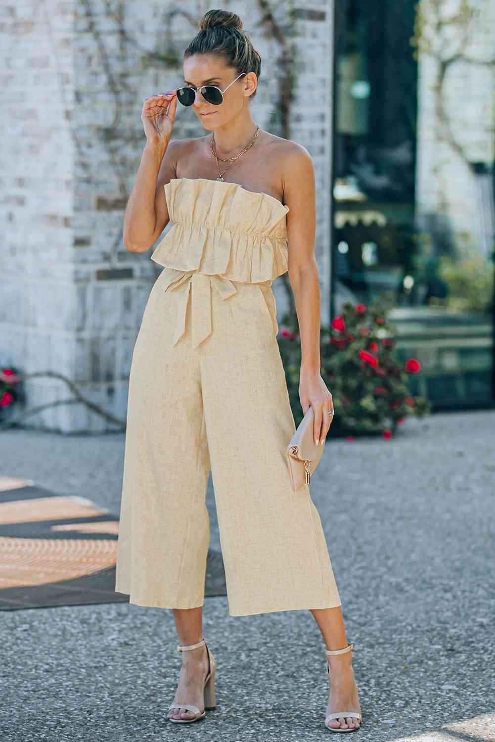 Ruffled Strapless Wide Leg Jumpsuit (7484719169624)