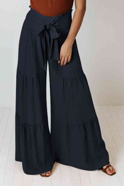 Tiered - Tie Front Smocked Tiered Culottes (7507814875224)
