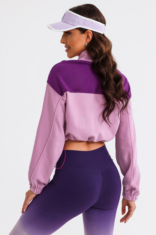 With Drawstrings - Contrast Drawstring Zip-Up Jacket (7484295970904)