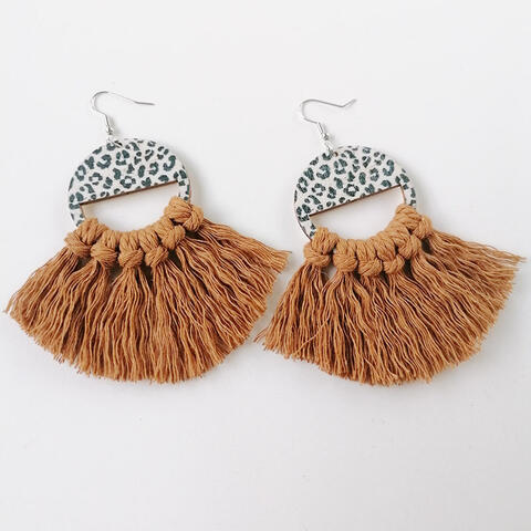 Leopard Tassel-Detail - Drop Earrings (7499298046040)