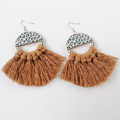 Leopard Tassel-Detail - Drop Earrings (7499298046040)