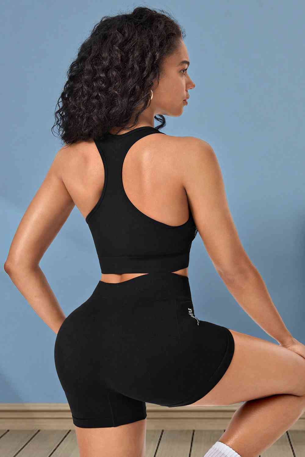 Black On Black - Cropped Sports Tank and Shorts Set (7501434847320)