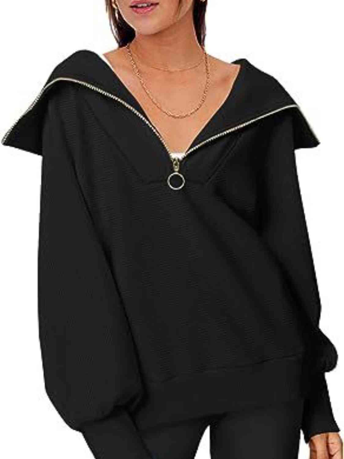 Oh My Lanta - Half-Zip Lantern Sleeves Top (7501315080280)