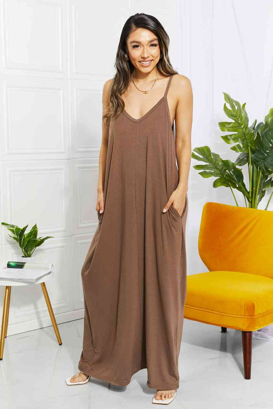 Mocha Cami - Zenana Full Size Beach Vibes Cami Maxi Dress In Mocha (7515563393112)