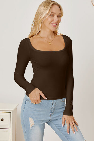 Square Neck Long Sleeves T-Shirt