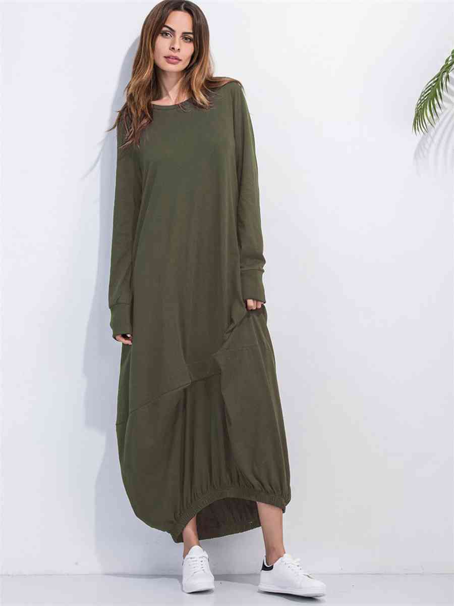 Sweaters & Dresses & Sweaterdresses - Full Size Round Neck Long Sleeve Sweatshirt Dress (7515564867672)